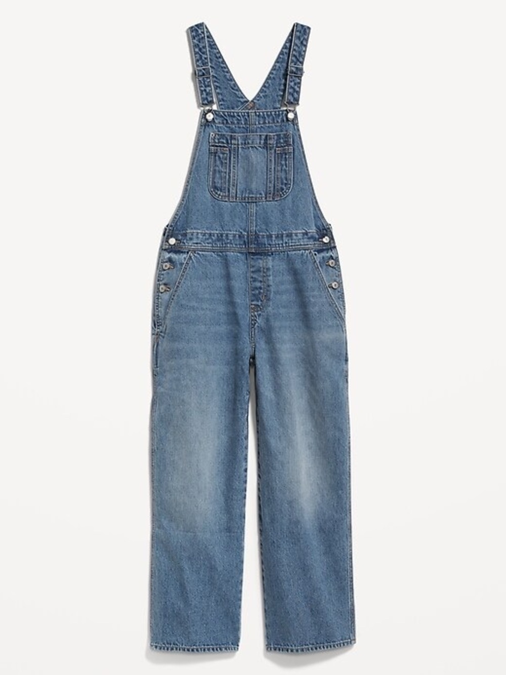 Old Navy Baggy Wide Leg Medium Blue Denim Overalls - Women's Relaxed